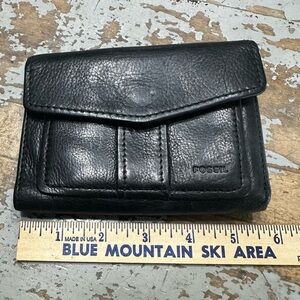 Fossil Black Leather Compact Wallet